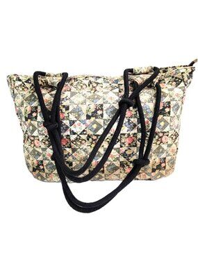 Farmhouse Is My Style Patchwork Tote Bag - Floral Rope Handle Purse